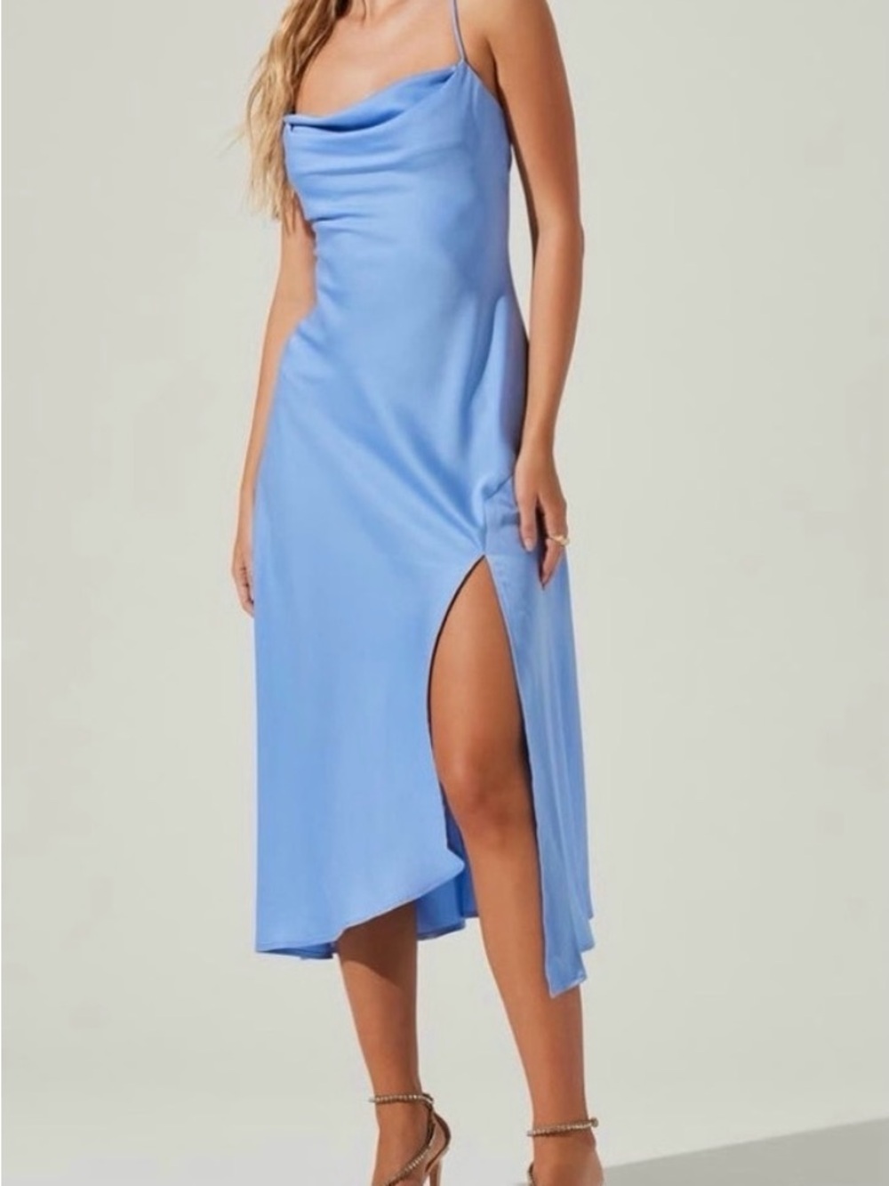 ASTR Asymmetrical Slip Dress with Cowl Neck